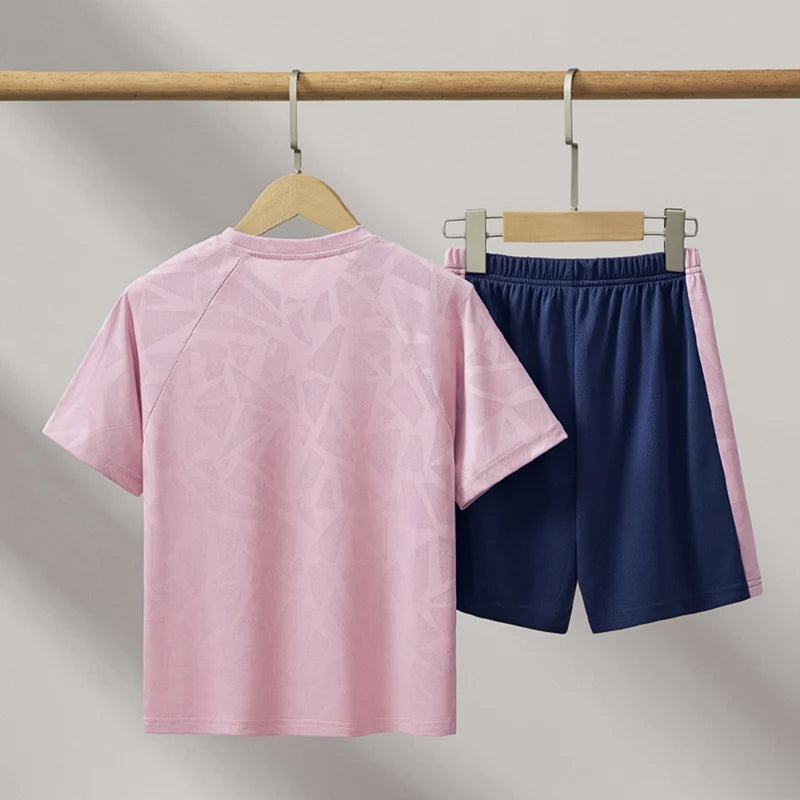 2piece Leisure Gym Set Children Quick-drying Sports Suit 4-12 Years Kids Boys Girls Outdoor Running Training