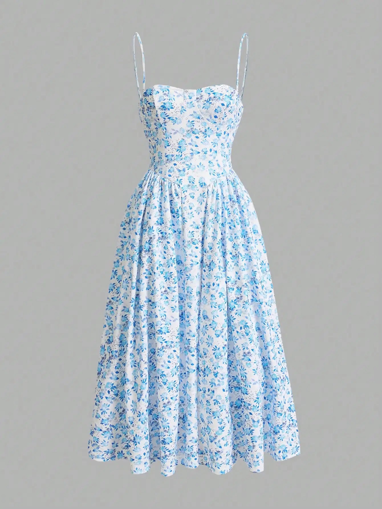 Sweetina Spring And Summer Graduation Yellow Vacation Casual Ditsy Floral Spaghetti Strap Flowy Sundress Dress,Easter