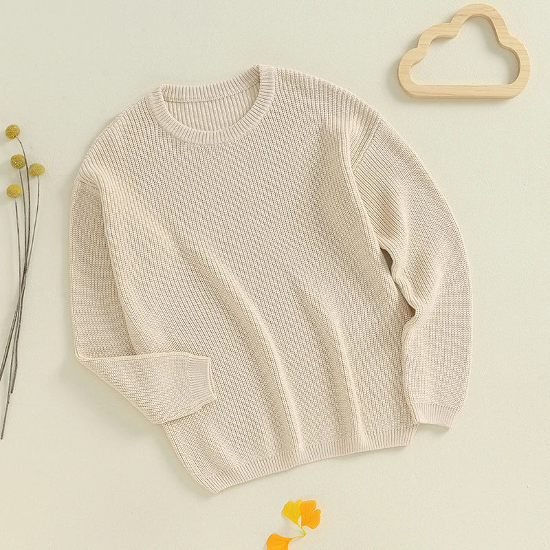 Suefunskry 1PC Mommy and Me Matching Sweaters Solid Color Knitted Long Sleeve Round Neck Warm Pullover Tops for Autumn Winter
