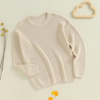 Suefunskry 1PC Mommy and Me Matching Sweaters Solid Color Knitted Long Sleeve Round Neck Warm Pullover Tops for Autumn Winter