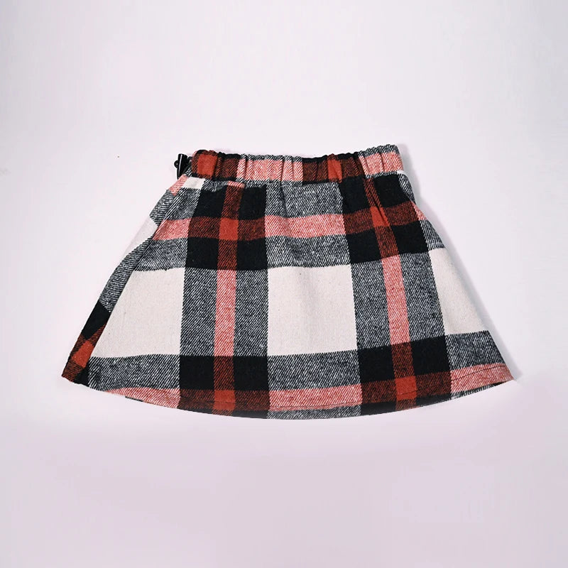 Ali-Plus family clothes set black cotton Mousse cashme plaid girl dress vest shirt black mock neck top plaid for autumn children