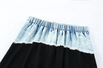 AP washed jeans patch collection children boys girls spring summer denim casual family matching clothing jumper tee skirt