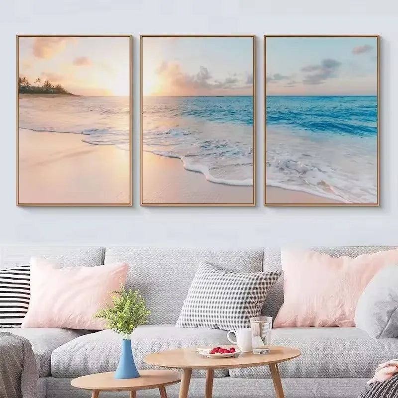 Natural Seascape Blue Sea Beach Landscape Posters and Prints Modern Canvas Painting Wall Art Picture for Living Room Home Decor