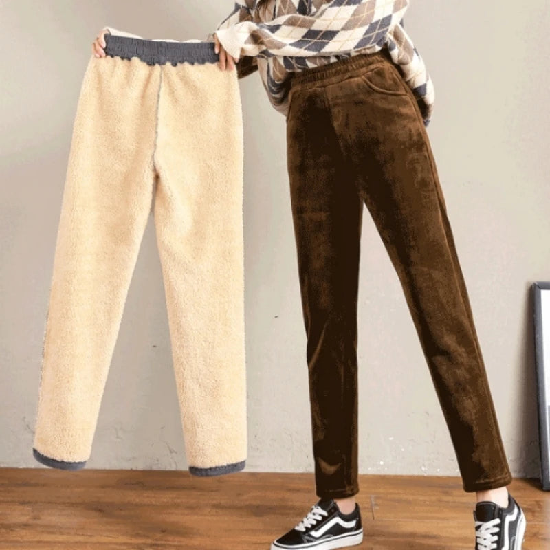 Plush Thick & Thin Casual Pants Corduroy Warm Pants Autumn Winter Leggings Harem Pants Trousers High Waist Women's Брюкиженские