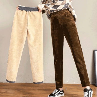 Plush Thick & Thin Casual Pants Corduroy Warm Pants Autumn Winter Leggings Harem Pants Trousers High Waist Women's Брюкиженские