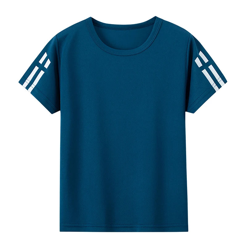 Children's summer solid color basic quick-drying short-sleeved boy leisure sports T-shirt girl Joker round neck short sleeves.