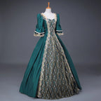 18th Century Medieval Dress Women High Waist Half Sleeve Ball Gown Princess Lace Patchwork Satin Dress Queen Renaissance Costume