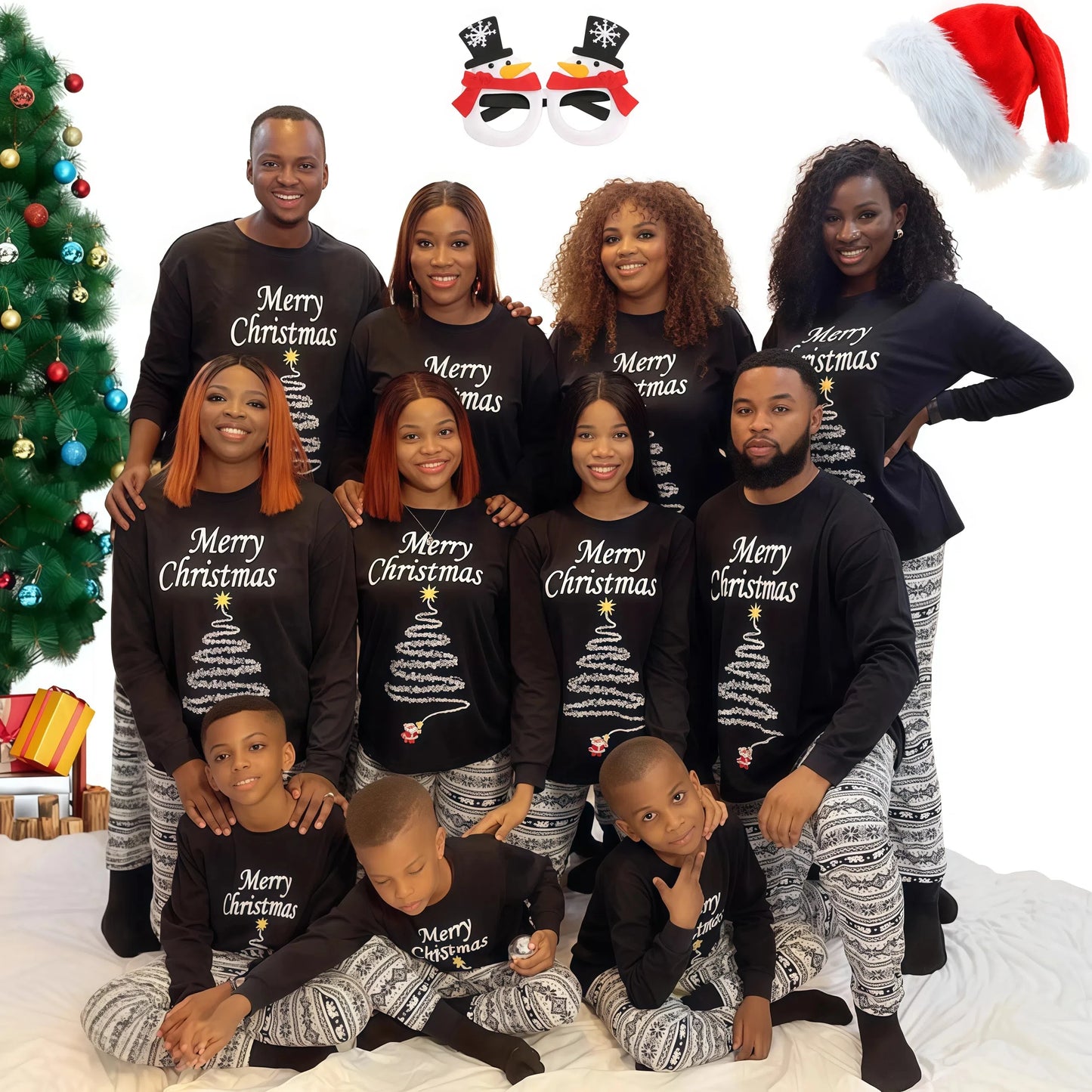 Christmas Pajama for the Whole Family 2025 Xmas Vintage Print Parent-child Sleepwear Father Mother Kids Baby Look Loungewear