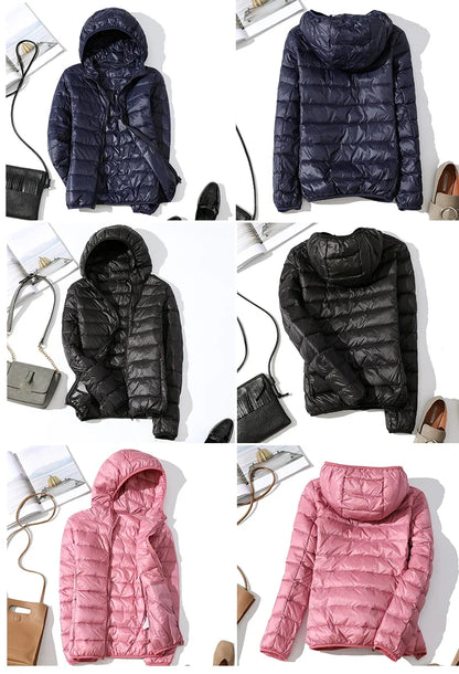 Ultra Light Down Jacket 2025 New Parkas basic Winter jackets Female Women velvet hooded Coats autumn Down Jacket Womens Outwear