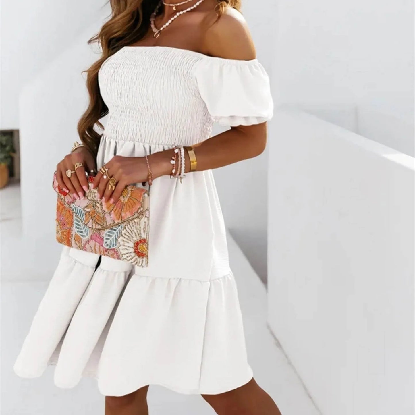 Dresses For Women 2024 Plus Size Summer Dresses For Women 2024 Midi Off Shoulder Puff Sleeve Dress Vestidos Verano Moda 2024