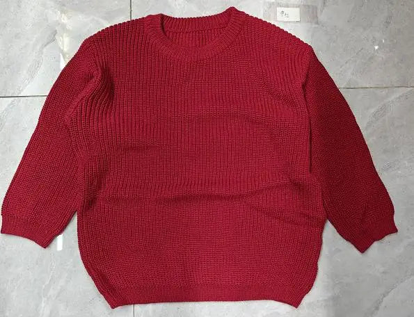 Suefunskry 1PC Mommy and Me Matching Sweaters Solid Color Knitted Long Sleeve Round Neck Warm Pullover Tops for Autumn Winter