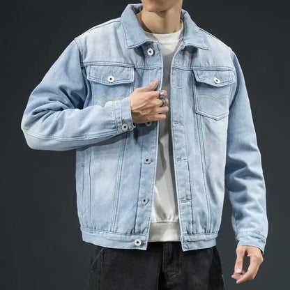 Thickened Fleece-Lined Denim Jacket Men's Loose Fit Warm Work Clothes Trendy Korean Style Versatile Plus Size Casual Wear