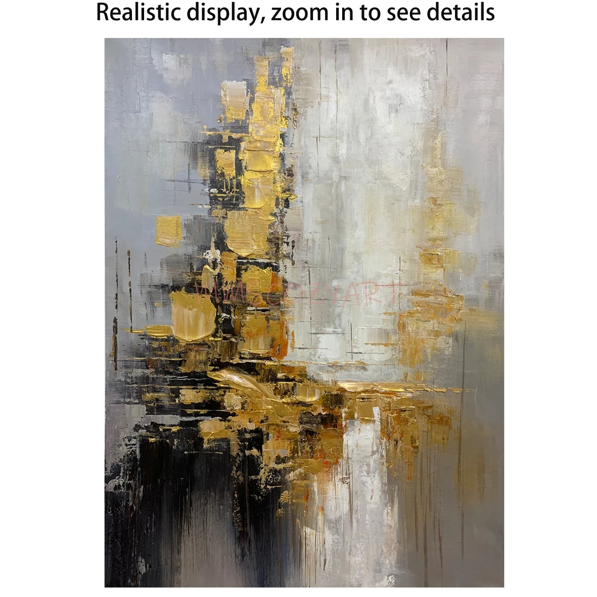 100% Hand Painted，Gold, Grey, Beige, Black ,Textured Painting, Acrylic Abstract Oil Painting, Wall Decor Living Room, Office Wal