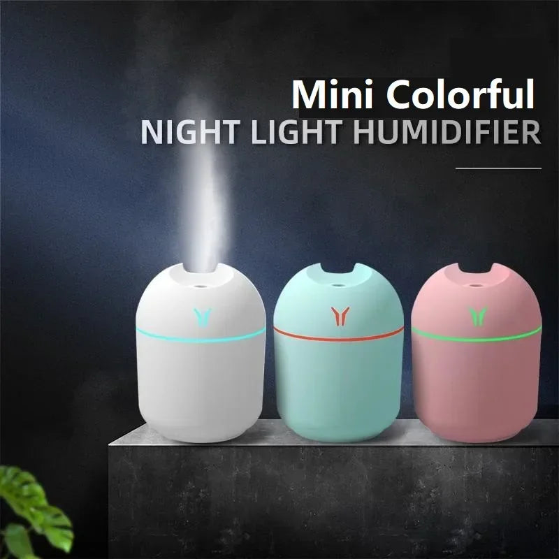 USB Mini Air Humidifier Baby Room 250ML  Aroma Essential Oil Diffuser Car Ultrasonic Mute Mist Maker Diffuser LED Color Lamp