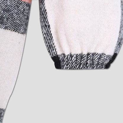 Ali-Plus family clothes set black cotton Mousse cashme plaid girl dress vest shirt black mock neck top plaid for autumn children