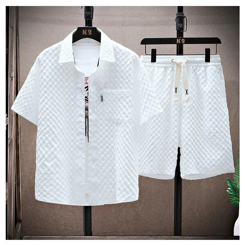 Casualsuit Men's Short Sleeve Sport Suit Vintage Trendy Fashionable Lightweight Summer 2024 New Arrival