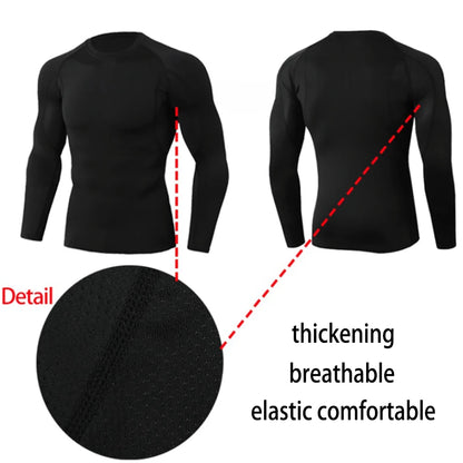 Winter Man Compression Shirt Cycling Clothing Warmth Shirt Warm Bottoming Shirt Men Compression T-Shirt Gym Sportswear 2024 New