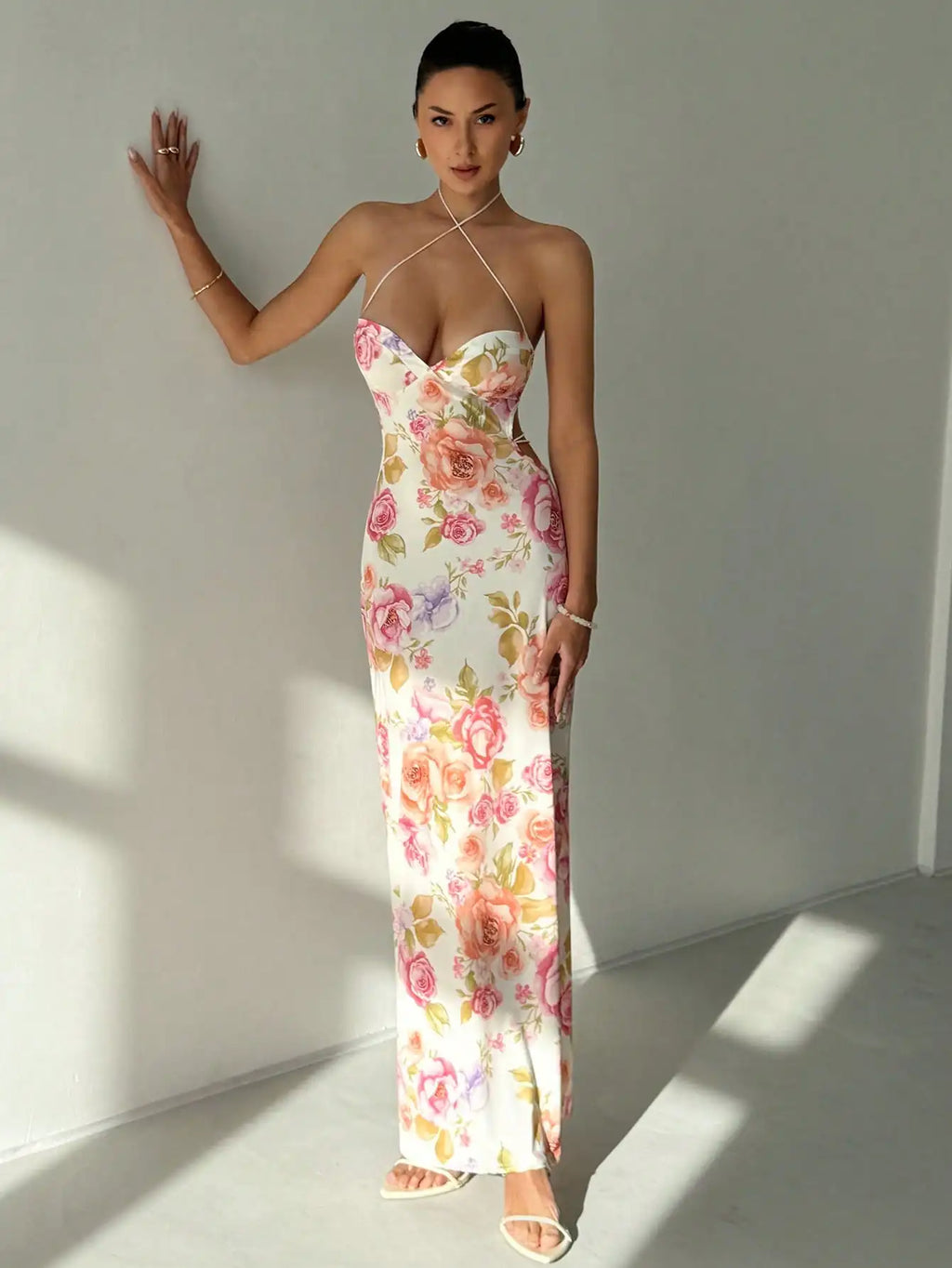 Aloruh Women's Elegant Sexy Floral Print Backless Dress Summer Summer Outfits Summer Clothes Beach Outfits