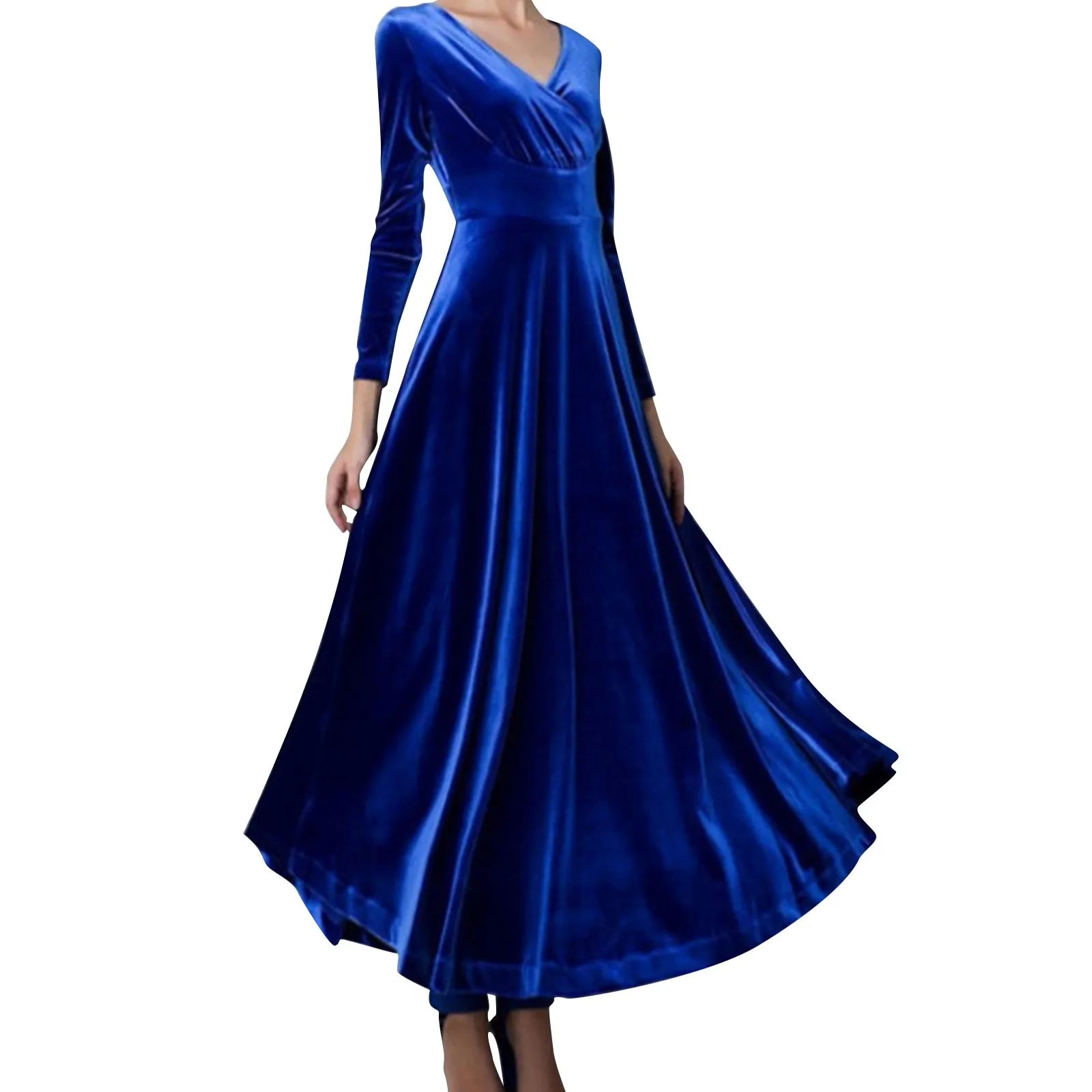 Elegant Gowns For Women Formal Women Long Sleeved V Neck Gold Velvet Dress Vestidos En LiquidacióN EnvíO Gratis