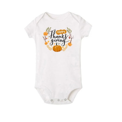 Thanksgiving day Family matching clothes mother father daughter son kids baby pumpkins T-shirt Parent child Short Sleeve Tops