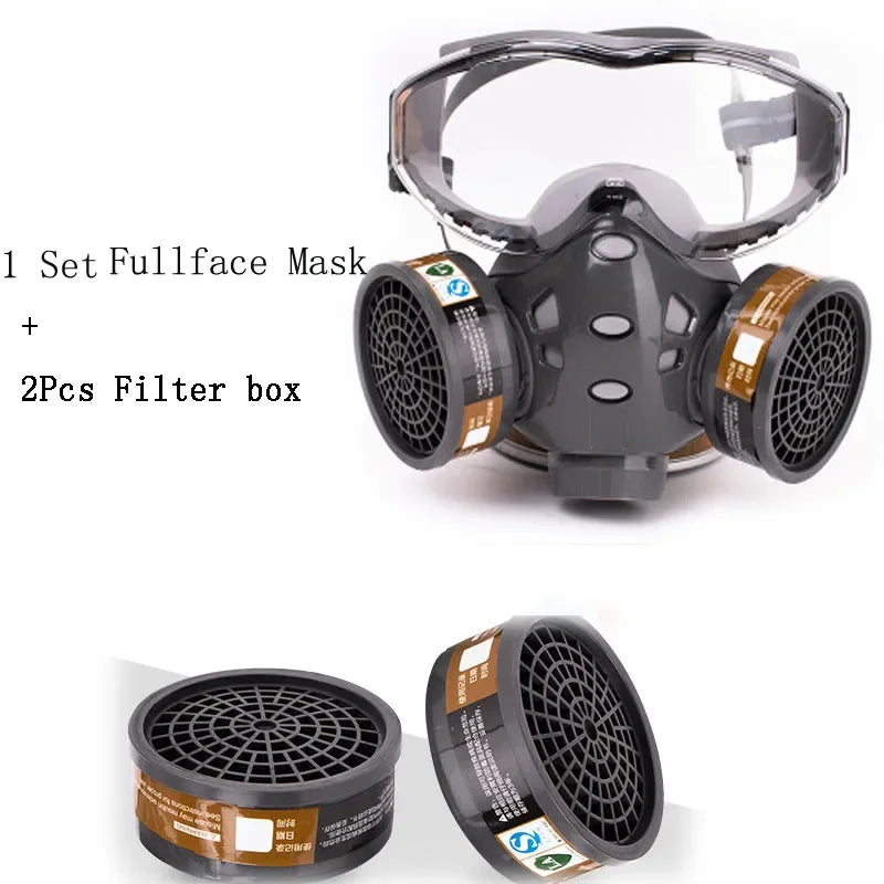 Full/Half Face Gas Mask Safety Fog proof Glasses Set Spray Paint Chemical Pesticide Decoration Formaldehyde Anti-Dust Respirator