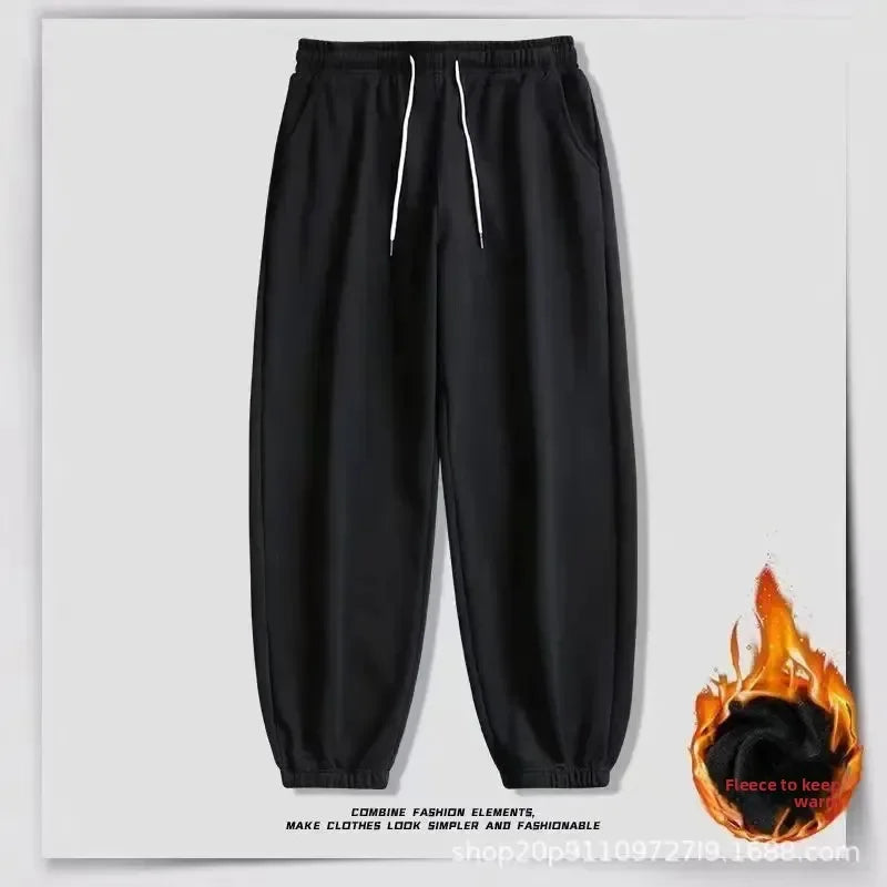 Thickened Fleece Black Sports Pants Pure Color Casual Trousers Autumn Winter New Style Slimming Harlan Pants for Women