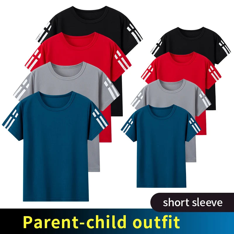 2/4 Pcs Men's Summer Quick-drying Mesh Color Short-sleeved T-shirt Young and middle-aged loose plus size fitness running Joker T
