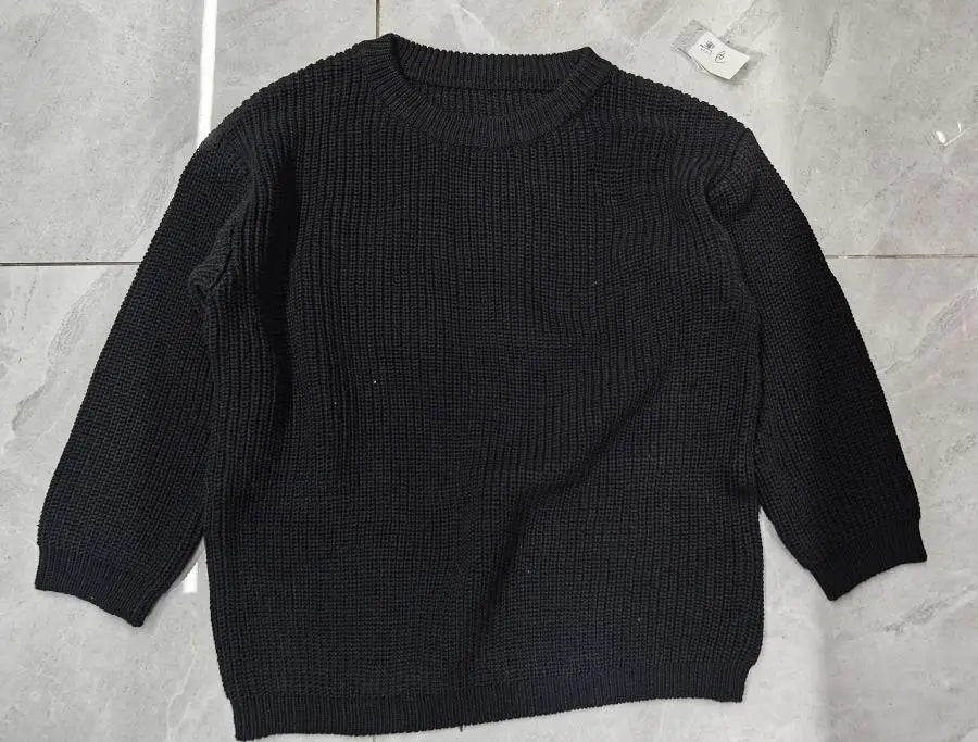 Suefunskry 1PC Mommy and Me Matching Sweaters Solid Color Knitted Long Sleeve Round Neck Warm Pullover Tops for Autumn Winter