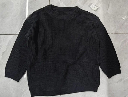 Suefunskry 1PC Mommy and Me Matching Sweaters Solid Color Knitted Long Sleeve Round Neck Warm Pullover Tops for Autumn Winter