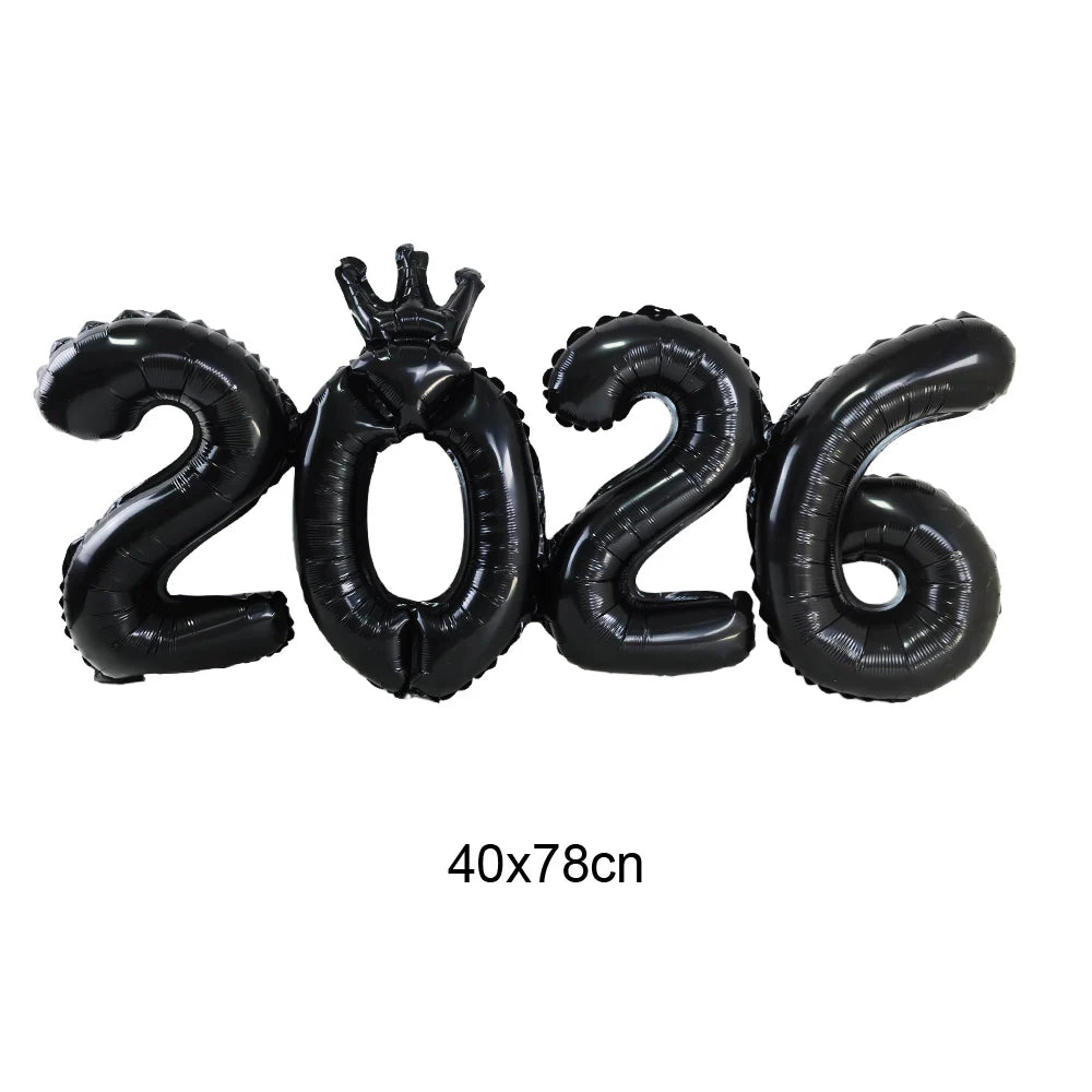 Crown 2026 Number Foil Balloons Happy New Year Eve Party Decoration Photo Booth Props Supplies Christmas Home Decor Navidad 2026