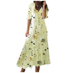 Women Dresses Casual Loose Comfortable Plus Size Dress With Tassels Bohemian Printed V Neck Long Length Woman Vestidosct