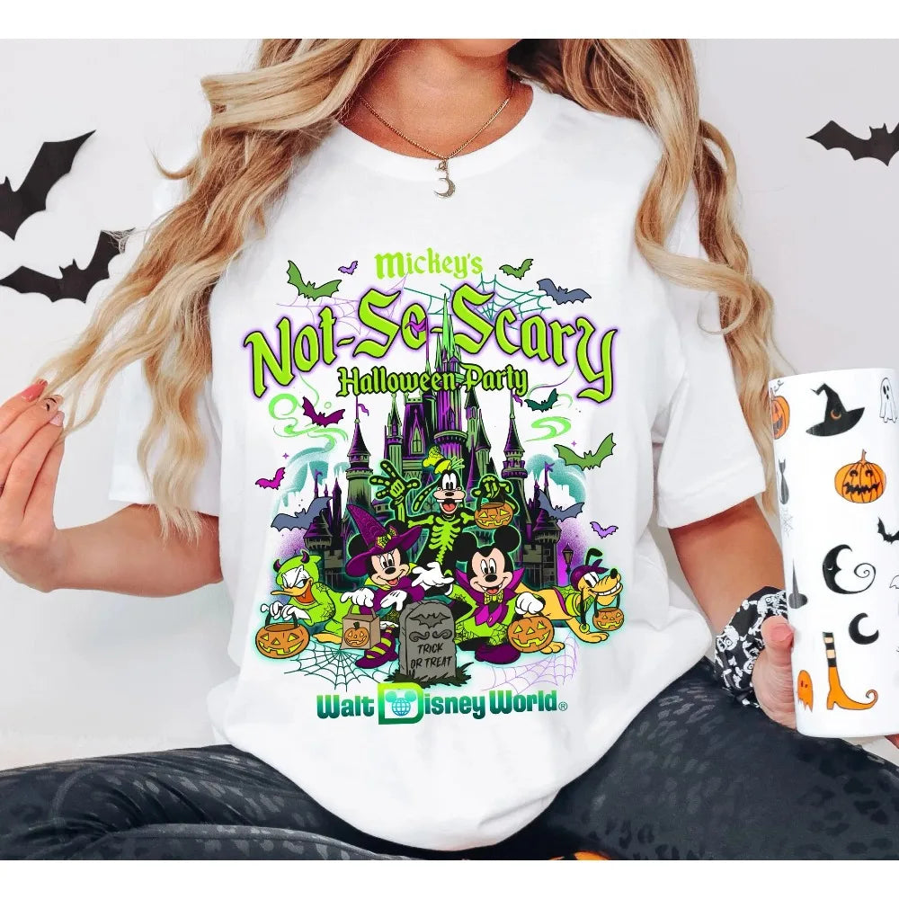 Disney Halloween 2025 Mickey Mouse Men Women Summer T-shirt Family Parent-Child Clothing Casual Unisex Oversized Short Sleeve