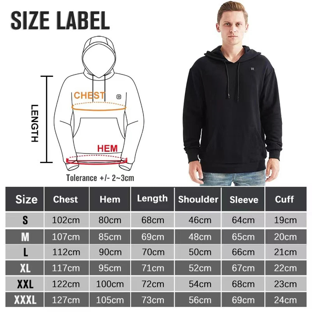 Heating Solid Color Black Hoodies Winter Warm Sweetshirts Windbreak Pullovers Workout Leisure Sportswear Women Men Sweatshirts