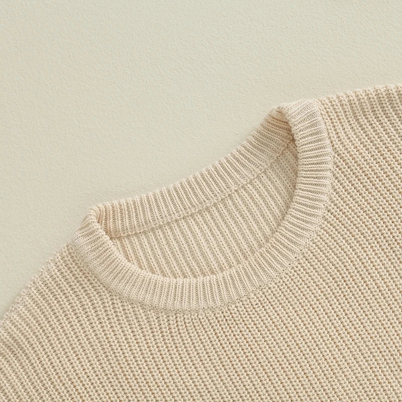 Suefunskry 1PC Mommy and Me Matching Sweaters Solid Color Knitted Long Sleeve Round Neck Warm Pullover Tops for Autumn Winter