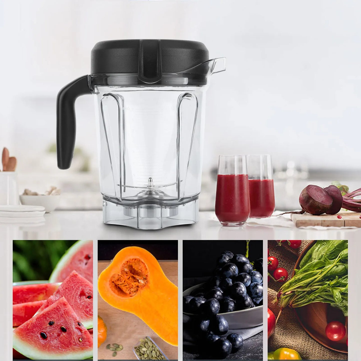 Blender Accessories Transparent Food Blender Container with Blade Lid Replacement Accessories Fit for Container 64oz Blender Cup