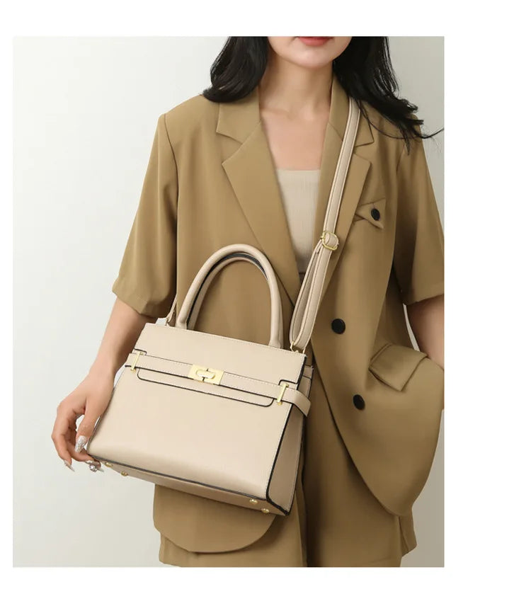 Women's soft leather handbag simple small square bag casual women's bucket bag fashionable single shoulder crossbody bag