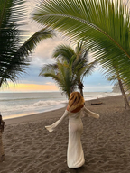 Women s Long  Fit Dress Long Sleeve V Neck Tie Up Knitted Crochet Beach Dresses