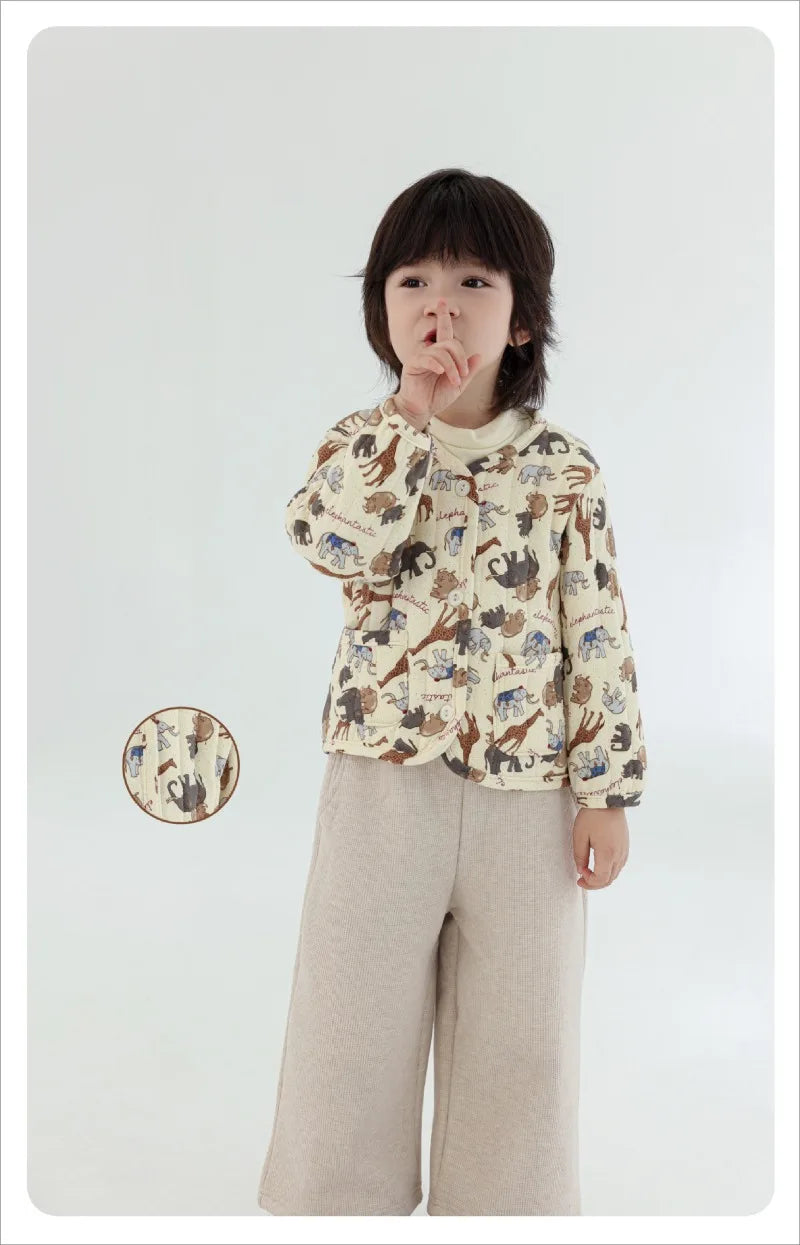 2-6Y Kids Velvet Jacket New Nordic Style Sweet Cotton Coat Babies Autumn Winter Boys Girls Comfortable and Warm Lined jacket