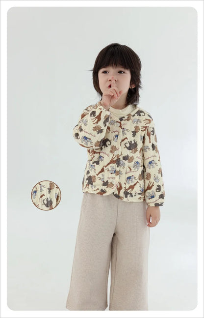 2-6Y Kids Velvet Jacket New Nordic Style Sweet Cotton Coat Babies Autumn Winter Boys Girls Comfortable and Warm Lined jacket