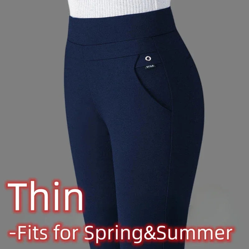 Warm Winter Straight Pants Women's Snow Plush Fleecing Thermal Strench Lady OL Slim Trousers Femail Thick Clothing Leggings