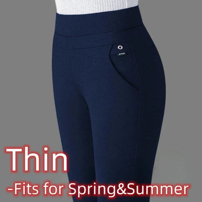 Warm Winter Straight Pants Women's Snow Plush Fleecing Thermal Strench Lady OL Slim Trousers Femail Thick Clothing Leggings