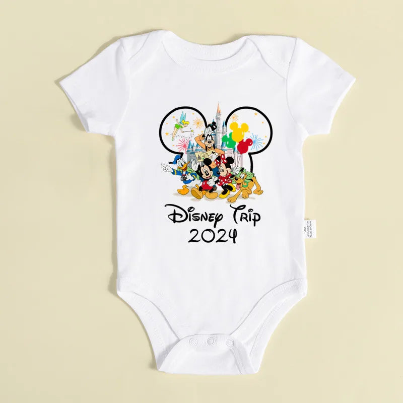 Disney Trip 2024 Family Matching Shirts Funny Mickey Minnie Tshirts Look Dad Mom Kids Tees Top First Disneyland Vacation Outfits