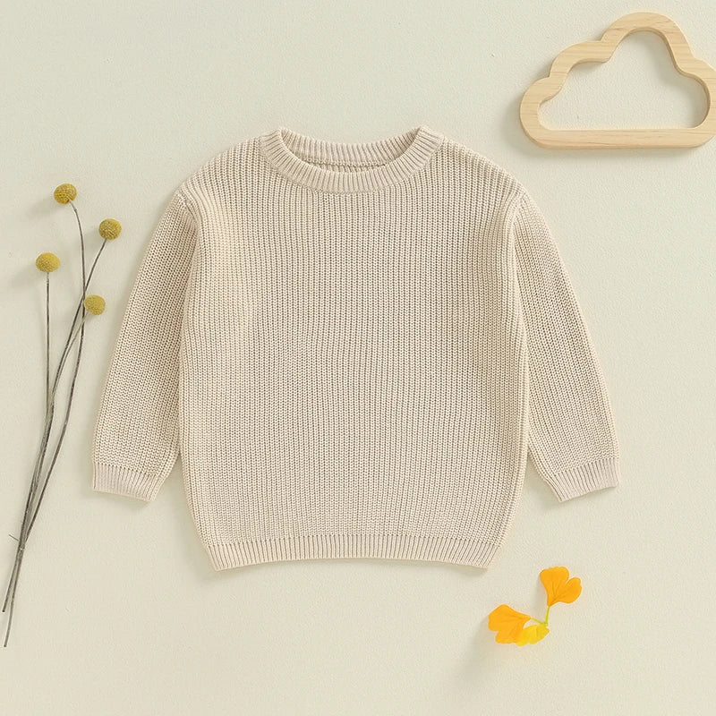 Suefunskry 1PC Mommy and Me Matching Sweaters Solid Color Knitted Long Sleeve Round Neck Warm Pullover Tops for Autumn Winter