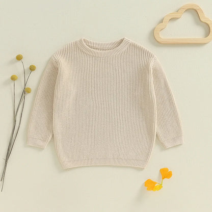 Suefunskry 1PC Mommy and Me Matching Sweaters Solid Color Knitted Long Sleeve Round Neck Warm Pullover Tops for Autumn Winter