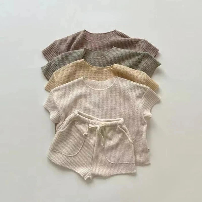 New Children Clothing Set Spring Summer Kids T shirt+Shorts for Newborn Baby Casual Jogger Set 2 Pieces for Toddler Boys&Girls