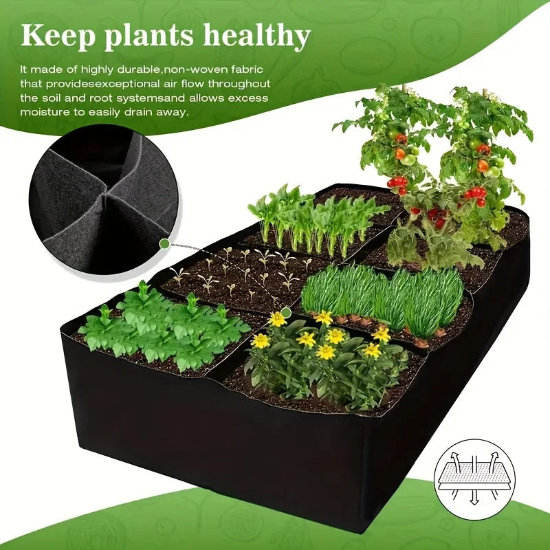 Garden Bed, 128 Gallon 8 Grids Plant Grow Bags, 3x6FT Breathable Planter Raised Beds For Growing Vegetables Potatoes Flowers