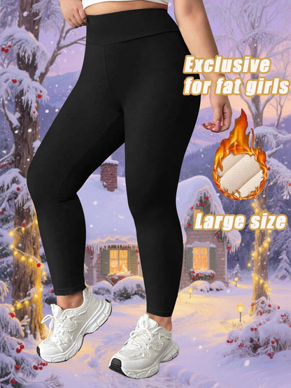 Plus - size Winter Fleece - lined High - waisted Leggings for Women, High Elasticity, Warm & Comfortable for Sports