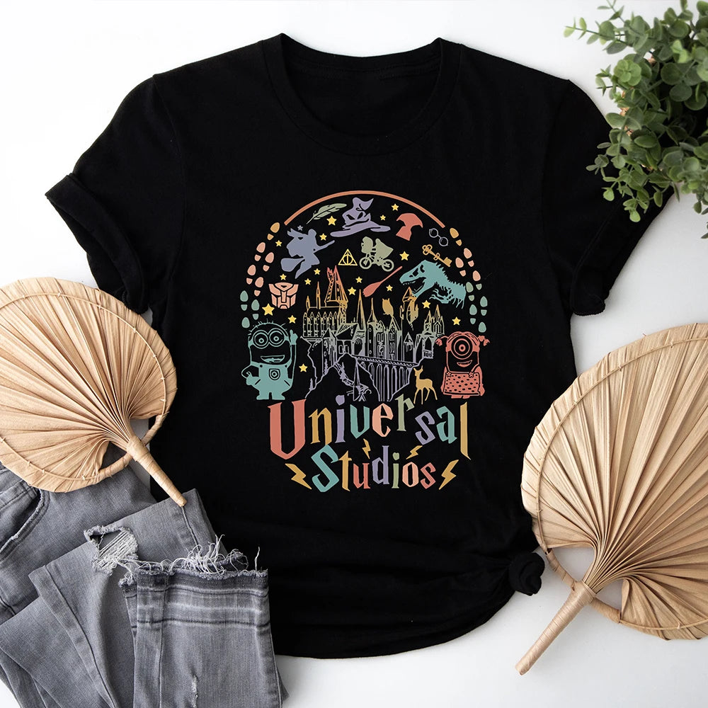Children Cute Shirt Loose Casual Apparel Y2K Top Universal Studios Orlando Shirt Vintage Short Sleeve Trendy Family Trip Gift