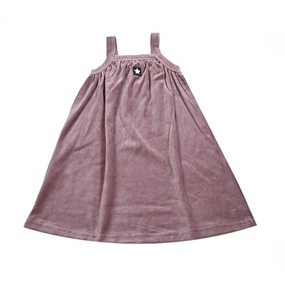 AA-Velour and striped layered set kids clothes sibling matching girl dress boys top baby romper v neck children family matching