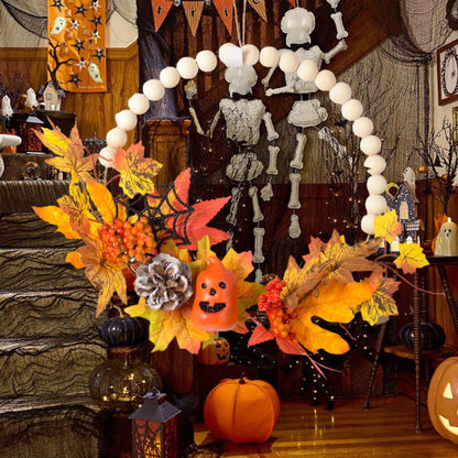 Fall Harvest Wreath with Pinecones and Acorns Autumn Leaves Thanksgiving Door Decoration for Home Wall Decor